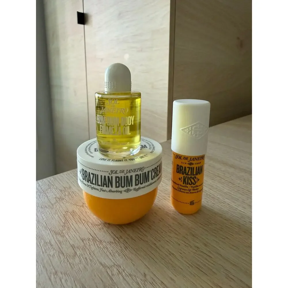 $58 Sol de Janeiro Bum Bum Trio Cream Oil Lip Balm Bundle New Authentic